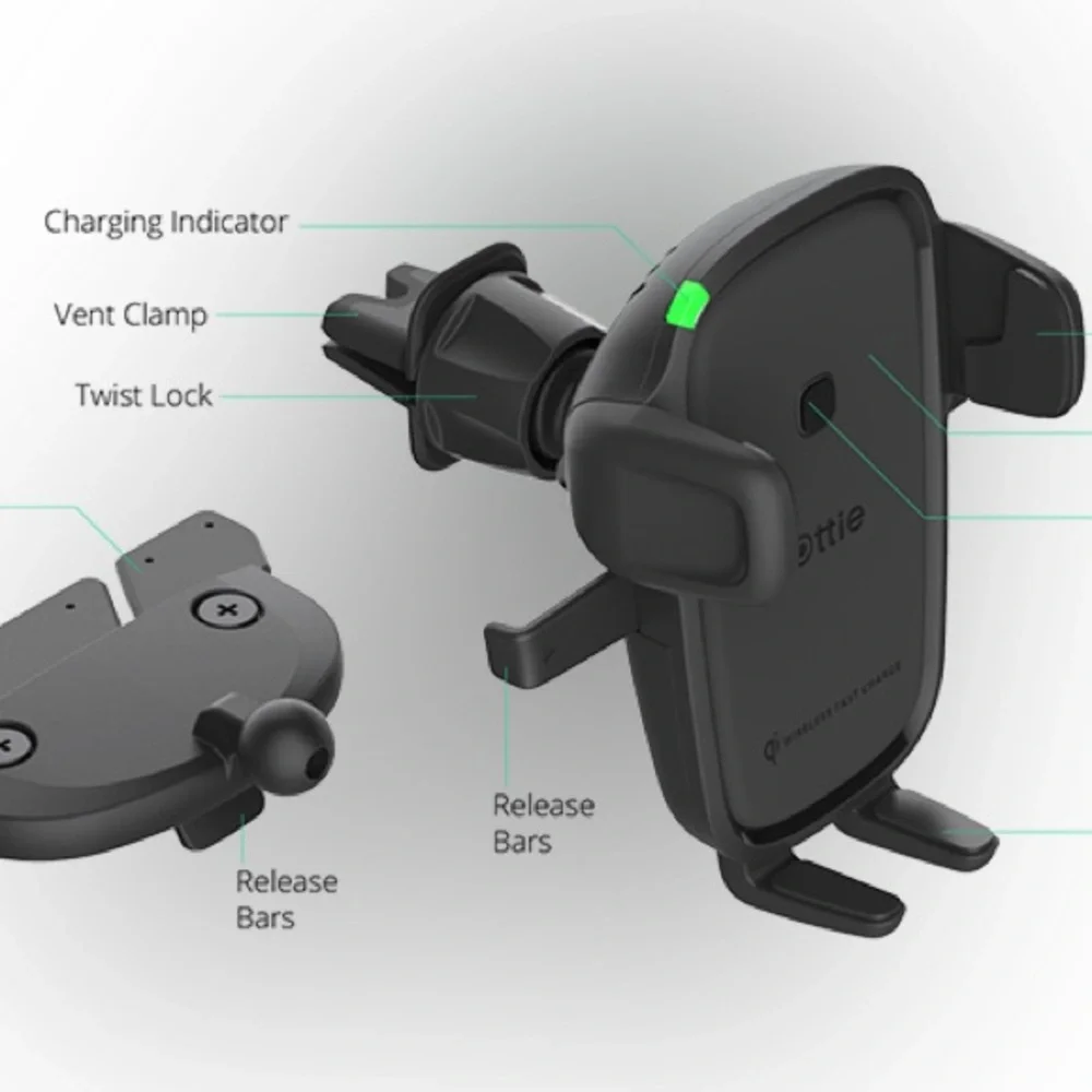 iOttie Easy One Touch Wireless 2 Wireless Charging Car Mount CD Slot & Air Vent